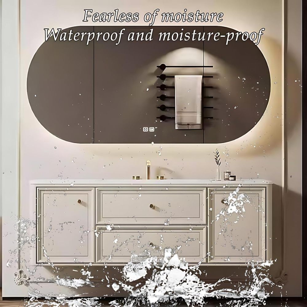 72IN Floating Bathroom Vanity with Sink - Solid Wood Sink Cabinet with 2 Drawers & 2 Cabinets, Smart Anti-Fog Mirror, Seamless Basin, Complete Accessories, Fully Assembled, White B
