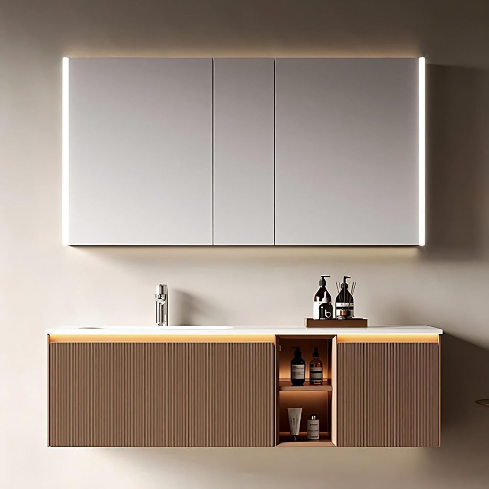 50IN Bathroom Vanity - Smart Bathroom Vanity with Multiple Storage Areas, Floating Sink Cabinet with Smart Defog Mirror, No Assembly Required