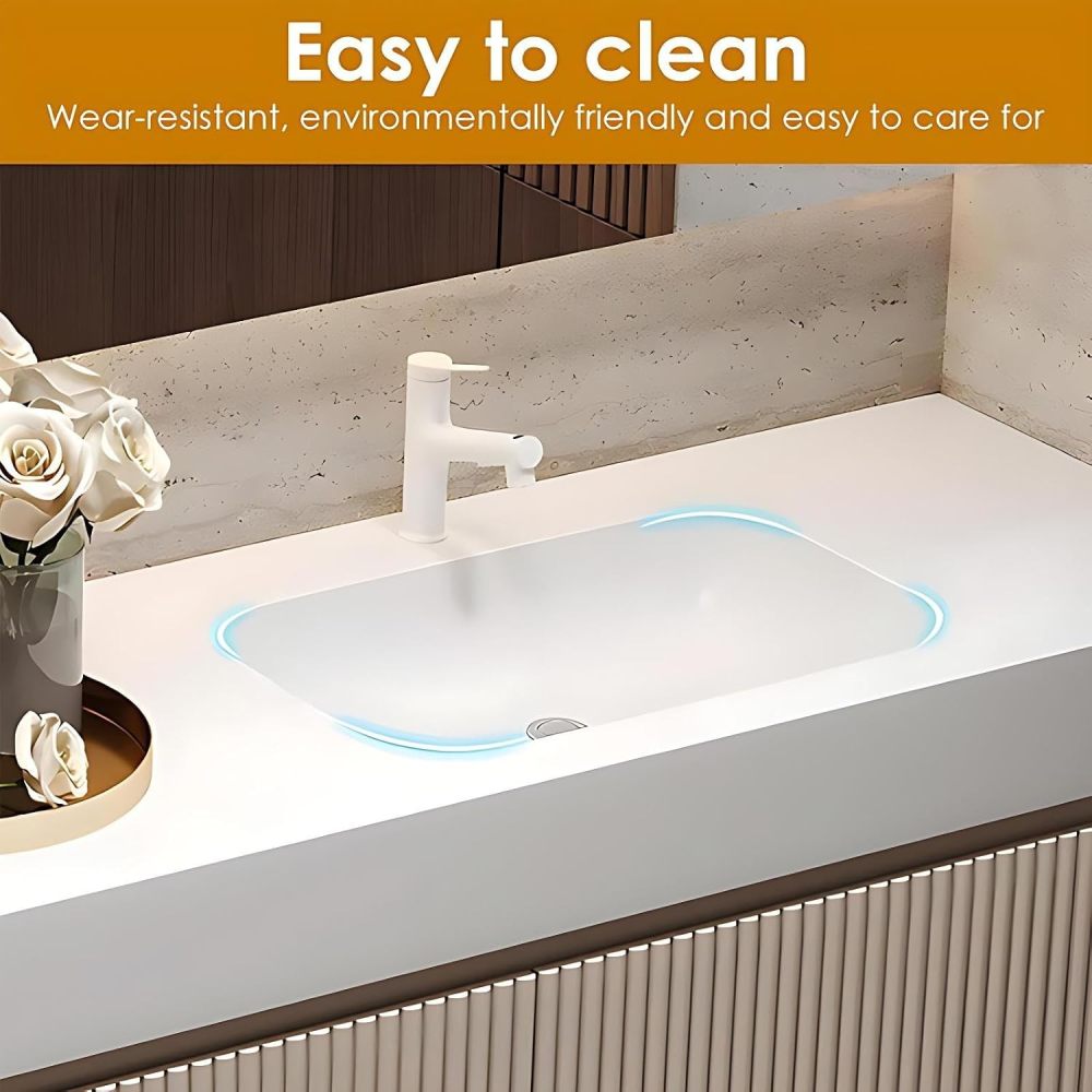 62IN Bathroom Vanity - Elegant Floating Bathroom Sink Cabinet with Smart Defog Mirror Cabinet and LED Light, Bath vanities with 3 Large Drawer, Complete Accessorie, Fully Assembled, Off-White