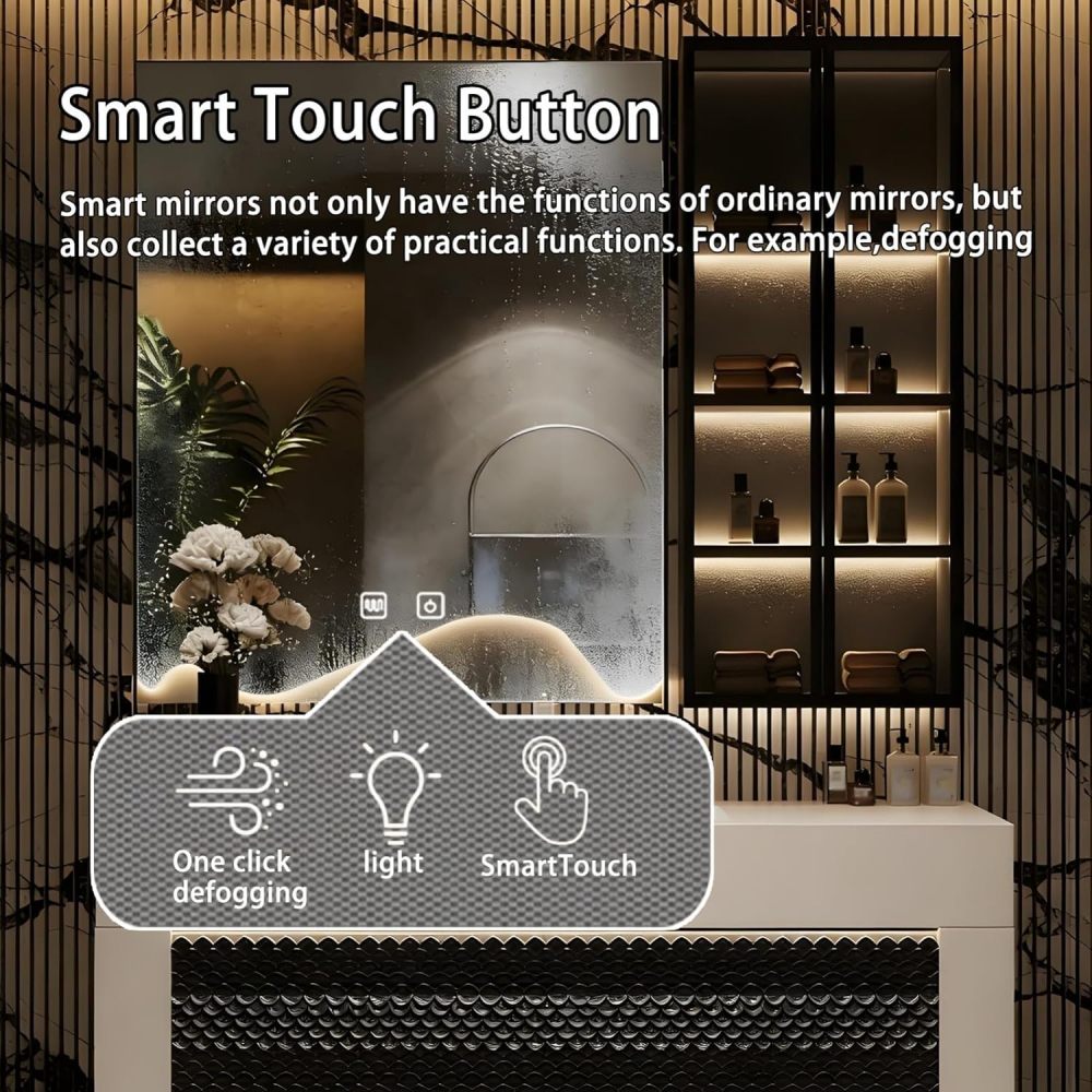 72IN Bathroom Vanity - Floating Bathroom Vanity with Sink & LED Anti-Fog Mirror, Glass Side Cabinet, Wall Mounted Design, Fully Assembled, Off White