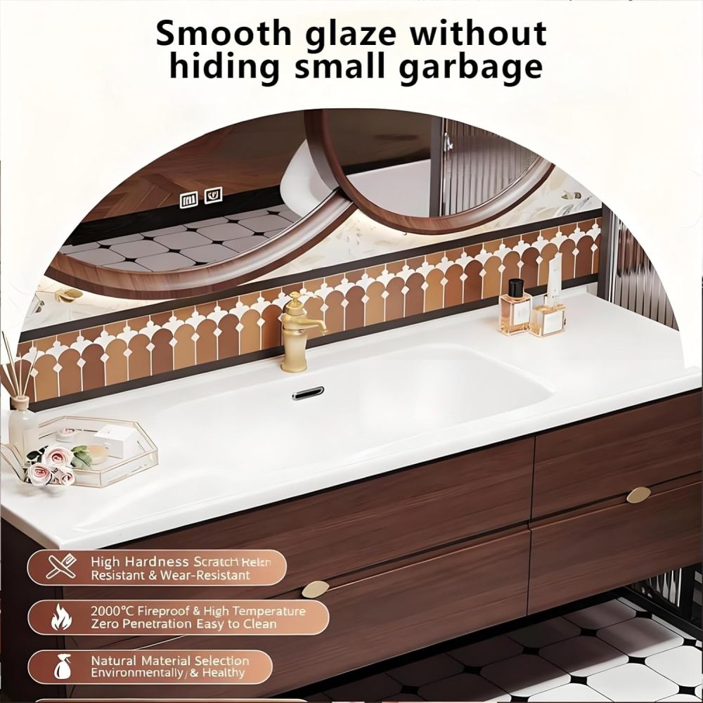 72IN Bathroom Vanity with Sink - Bathroom Vanity with Smart Defogging Mirror, Wall-Mounted Design, Sink Cabinet with Waterproof Finish, Complete Accessories, Fully Assembled, B