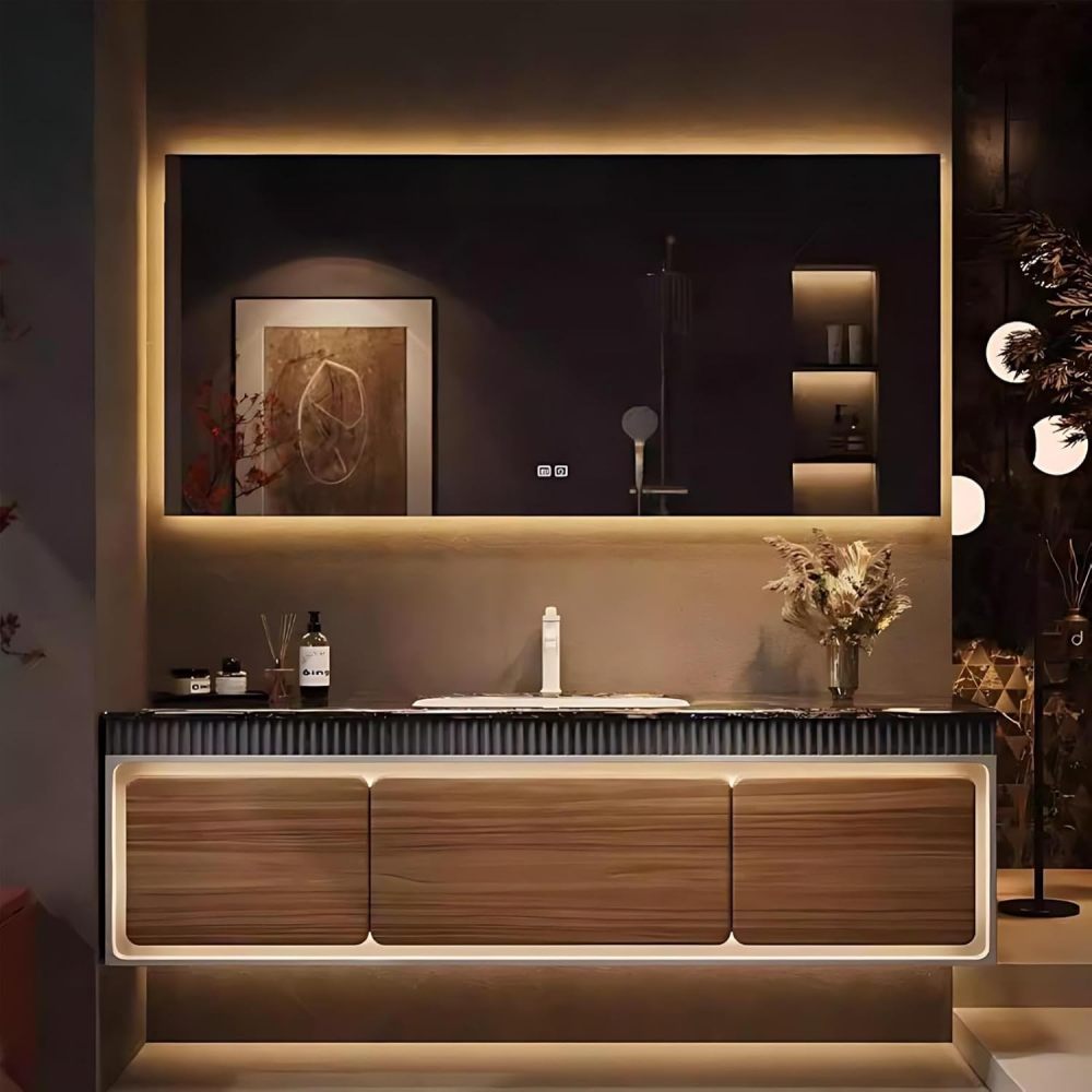 72IN Bathroom Vanity - Floating Bathroom Vanity with Sink, Smart Touch Anti-Fog Mirror, Seamless Basin,Waterproof Finish | Complete Accessories, Fully Assembled, Wood