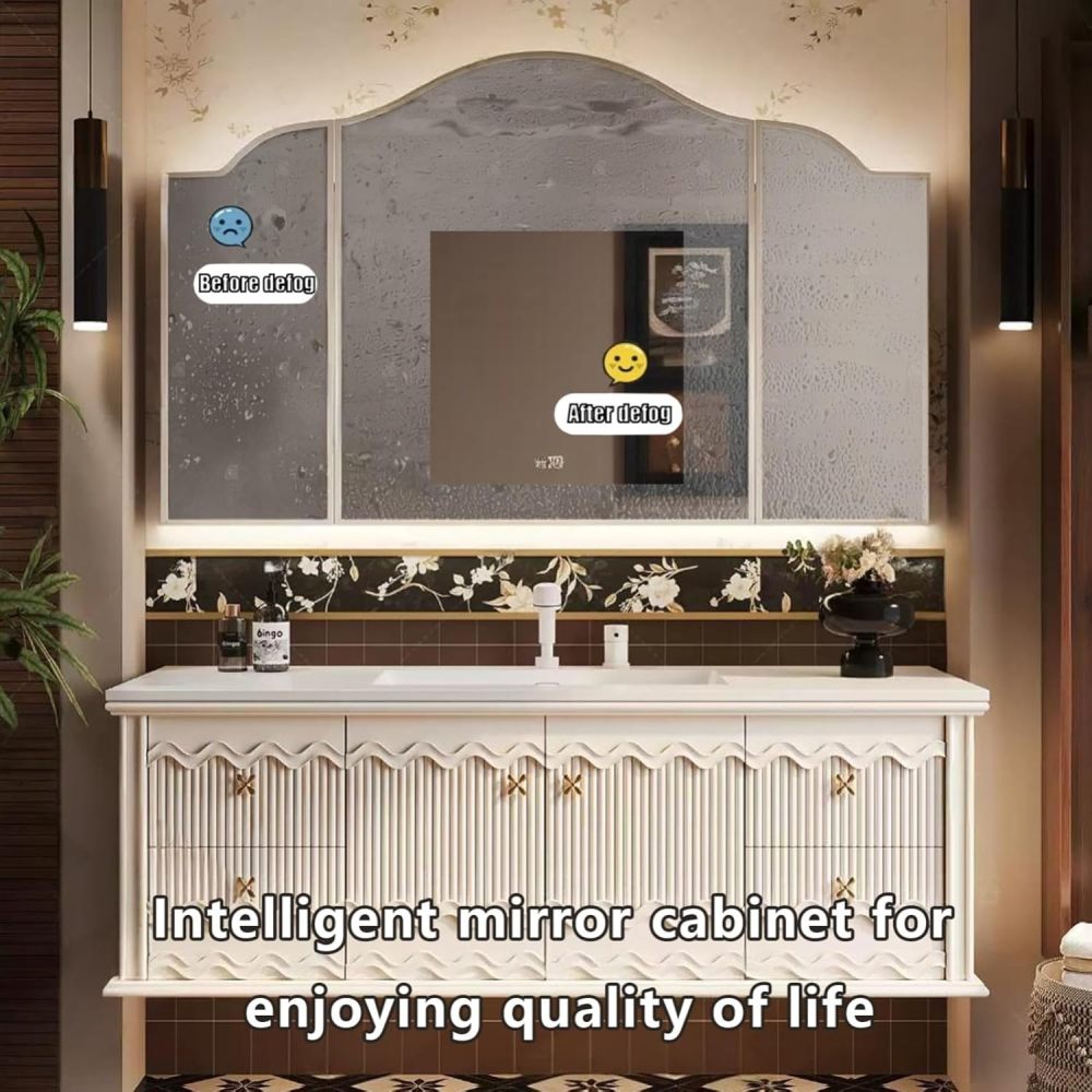 72IN Bathroom Vanity with Sink – Floating Bathroom Vanity with Smart Anti-Fog Mirror & Seamless Basin, Sink Cabinet with Drawers, Complete Accessorie, Fully Assembled, A