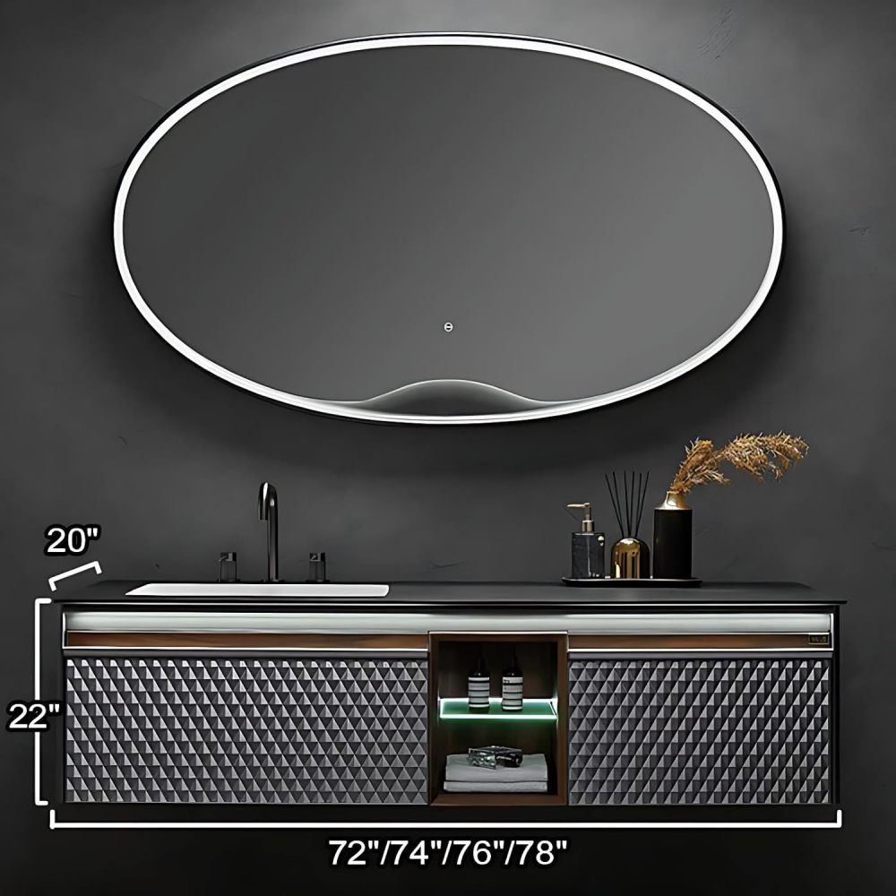 78IN Bathroom Vanity - Luxury Bathroom Vanity with Smart Defog Mirror, Smart Sink Cabinet with Multiple Storage Areas & Seamless Sink, No Assembly Required