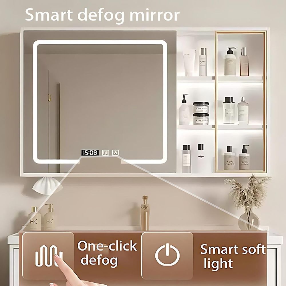 72IN Bathroom Vanity with Sink - Bathroom Vanity with Defog Mirror, Seamless Basin & Waterproof Finish, Solid Wood Cabinet with 4 Drawers | Complete Accessories, Fully Assembled, B