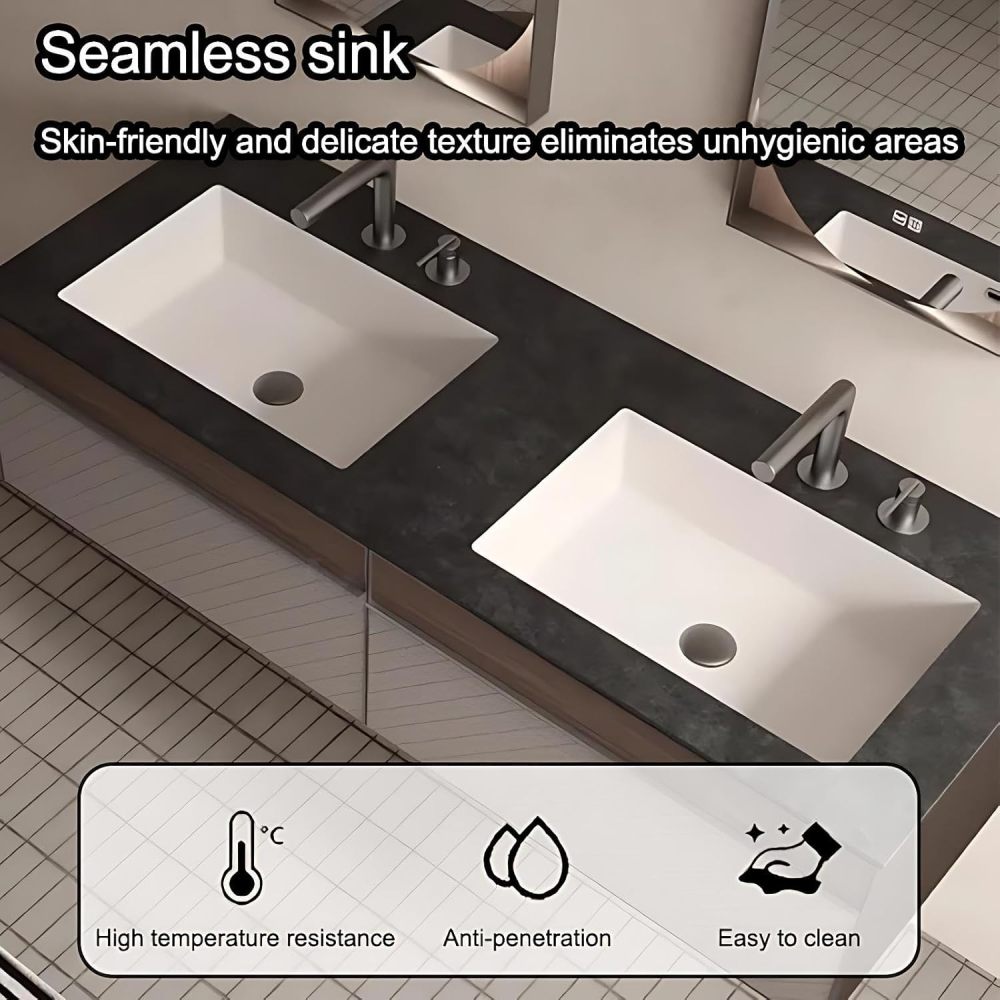 86IN Double Sink Bathroom Vanity - Modern Bathroom Vanity with Smart Defog Mirror, Luxury Sink Cabinet with 3 Large Capacity Drawers & Seamless Sink, No Assembly Required