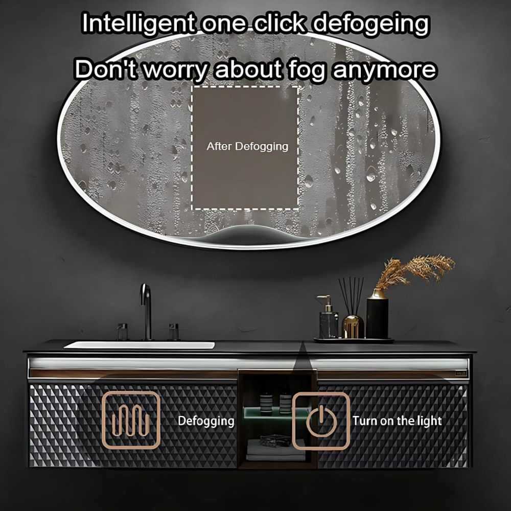 78IN Bathroom Vanity - Luxury Bathroom Vanity with Smart Defog Mirror, Smart Sink Cabinet with Multiple Storage Areas & Seamless Sink, No Assembly Required
