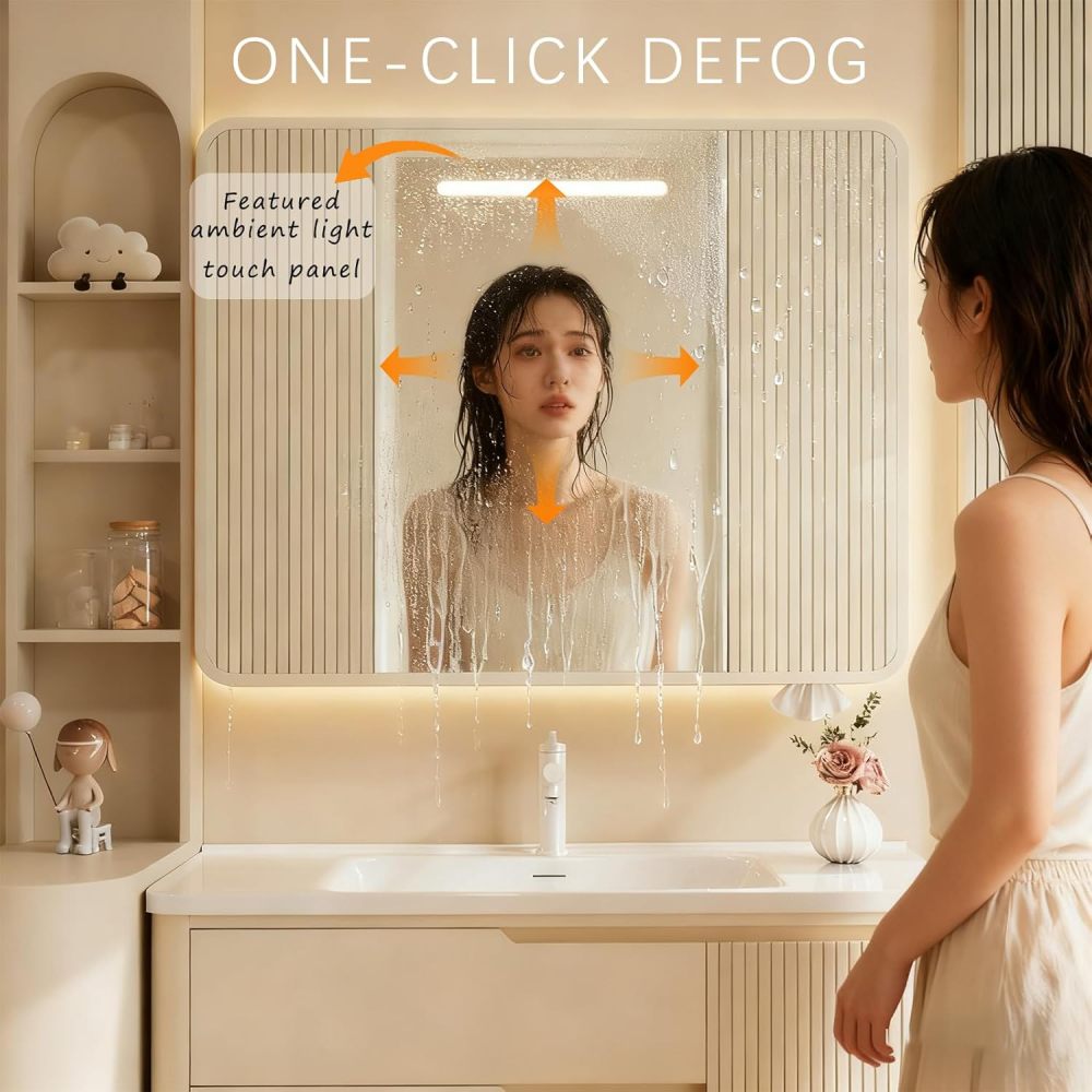 72IN Bathroom Vanity - Bathroom Vanity with Drawers and Storage, Smart Anti-Fog Mirror, Solid Wood Floating Vanity with Sink, Fully Assembled
