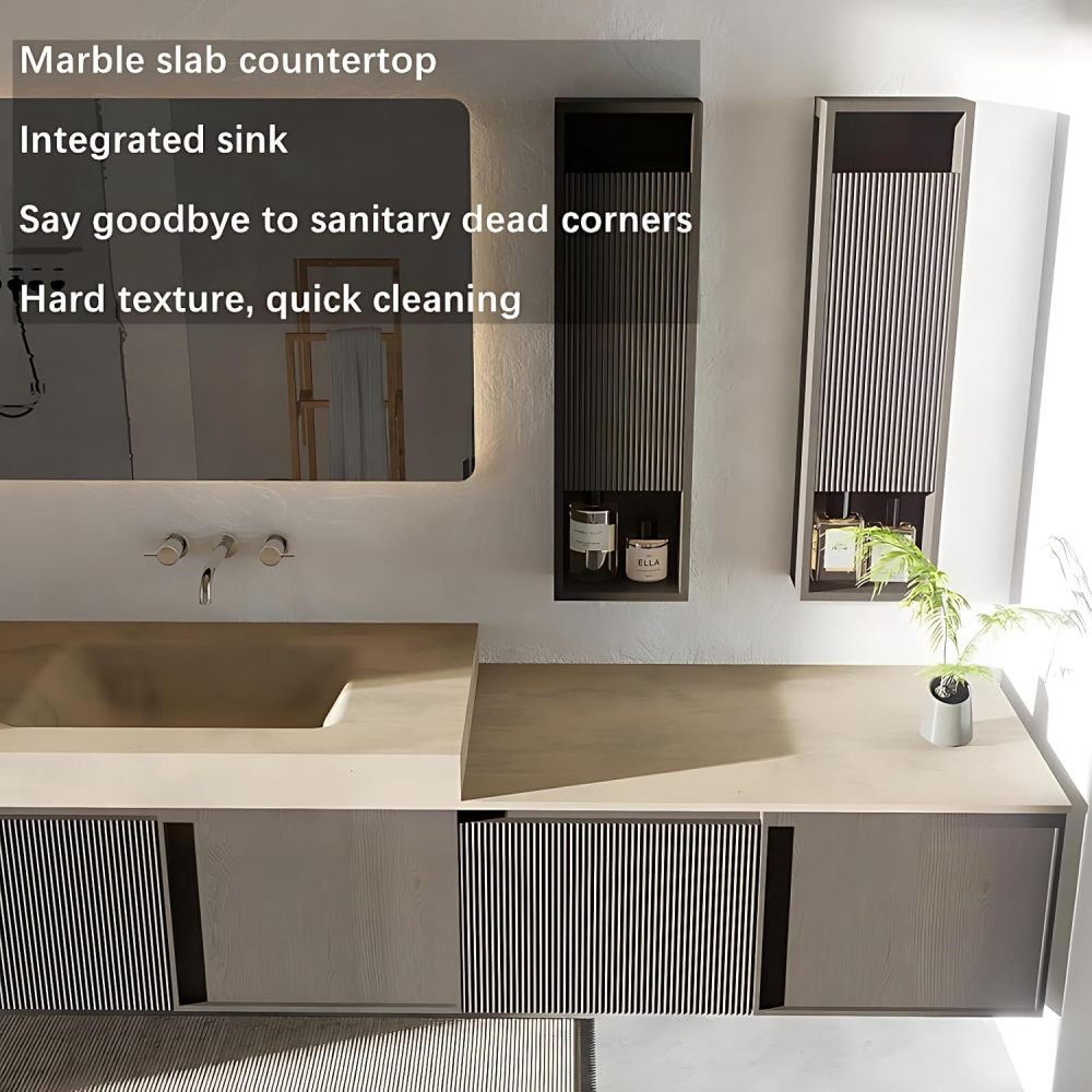 Bathroom Vanity with Sink - Modern Bathroom Sink Cabinet,Includes Faucet & Smart Defog Mirror Combination | Suitable for Large Spaces | Multi-Layer Solid Wood Material (88")