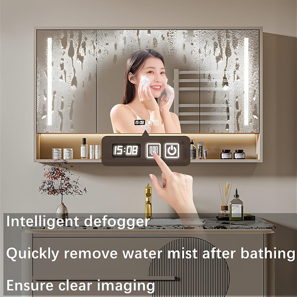 Bathroom Vanity with Sink - Elegant Bathroom Sink Cabinet & Smart LED Mirror Cabinet Combination| Wall Mount | Multi-Layer Solid Wood Material | Modern and Stylish Design(36")