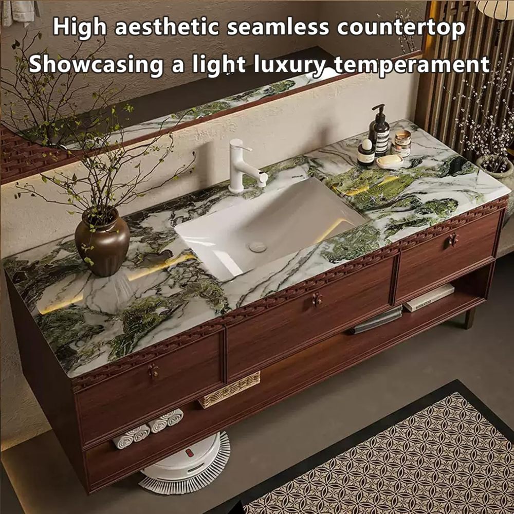 72IN Bathroom Vanity with Sink - Wall-Mounted Bathroom Vanity with 3 Drawers, Smart Anti-Fog Mirror & Seamless Sink, Complete Accessorie, Fully Assembled, Wood