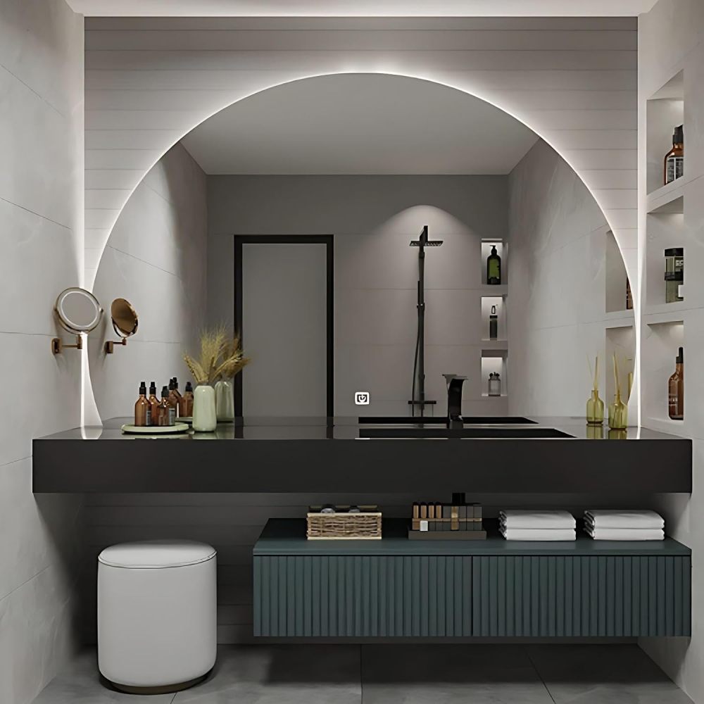 60IN Bathroom Vanity with Sink - Modern Bathroom Vanity with Smart Defog Mirror, One-Touch Defog & Lighting, Stylish Sink Cabinet with 2 Drawerse, Includes Stool, Green