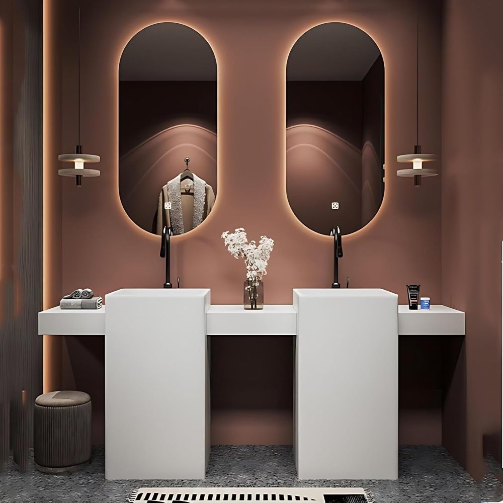 Bathroom Vanity with Sink - Single/Double Sink Bathroom Vanity & Smart Mirror Combination, Elegant and Stylish |2 Options | Multi-Layer Solid Wood Material (Double Sink, 100")