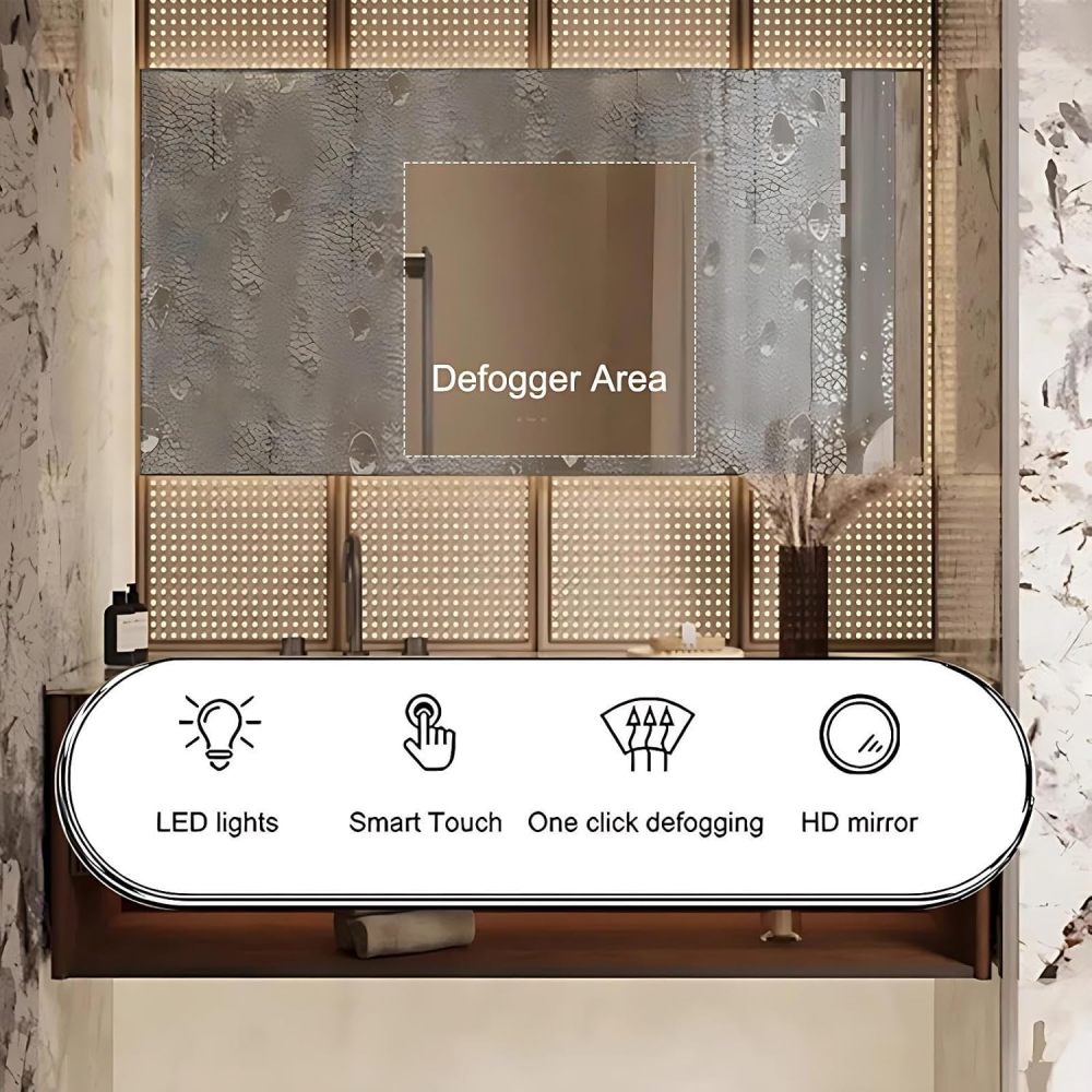 54IN Bathroom Vanity with Sink - Luxury Bathroom Vanity with 2 Drawers & Seamless Sink, Solid Wood Sink Cabinet with Smart Defog Mirror, No Assembly Required