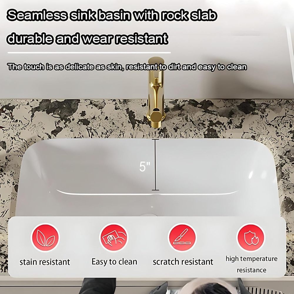 90IN Double Sink Bathroom Vanity - Luxury Bathroom Vanity with Smart Defog Mirror, Modern Sink Cabinet with 2 Cabinet Door Storage, Complete Accessories, No Assembly Required