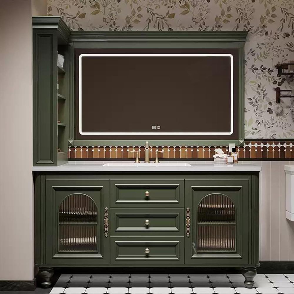 72IN Bathroom Vanity with Sink - Modern Stylish Bathroom Vanity with Smart Anti-Fog Mirror & Storage Cabinet, Complete Accessories, Fully Assembled, Green