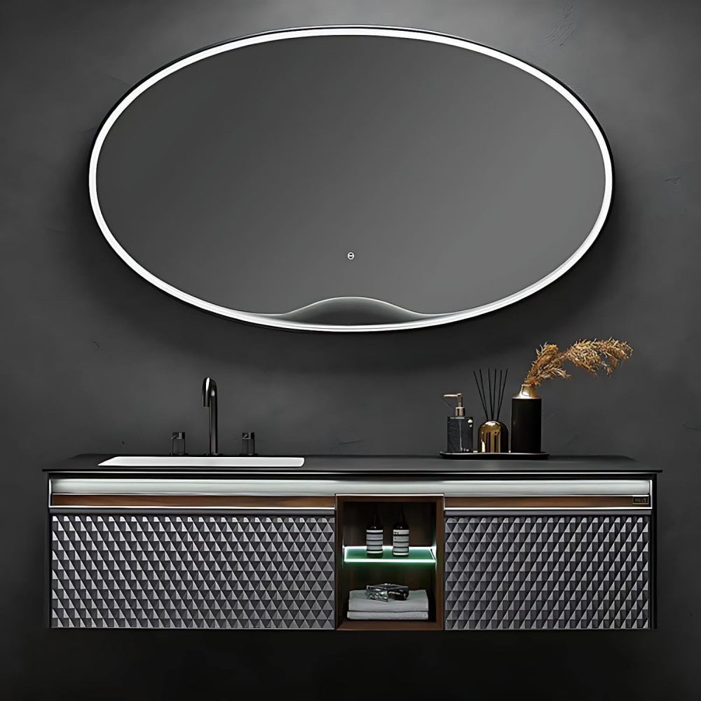 78IN Bathroom Vanity - Luxury Bathroom Vanity with Smart Defog Mirror, Smart Sink Cabinet with Multiple Storage Areas & Seamless Sink, No Assembly Required
