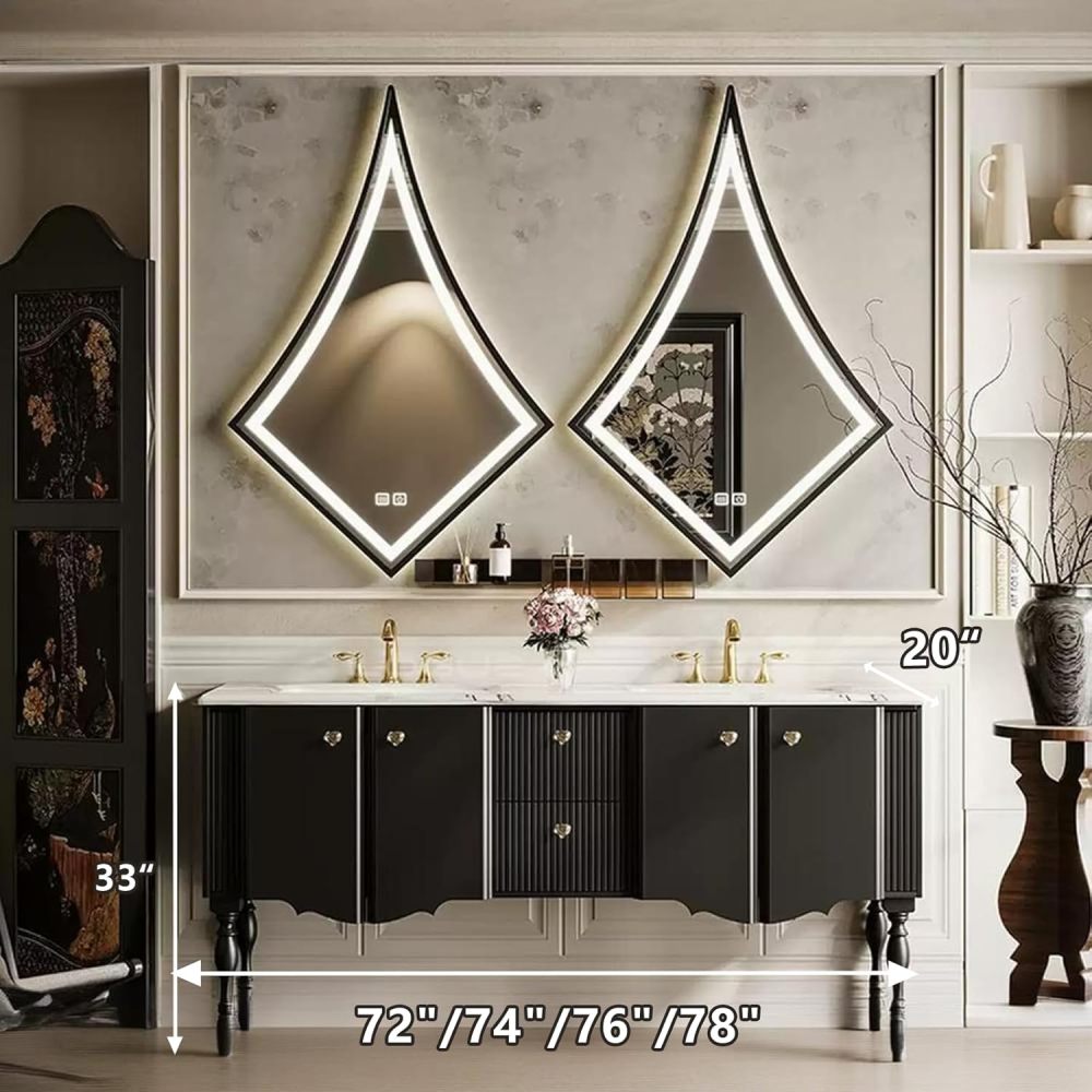 72IN Double Sink Bathroom Vanity - Luxury Bathroom Vanity with Smart LED Defogging Mirror ? Spacious Storage Cabinets, Customizable Design for Effortless Organization
