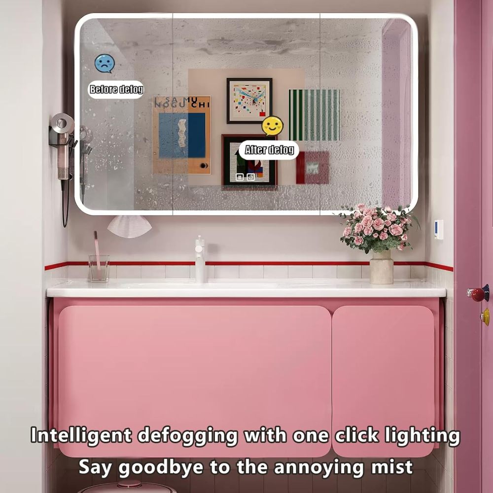 72IN Bathroom Vanity with Sink – Bathroom Vanity with Anti-Fog Mirror, Seamless Basin, Solid Wood Sink Cabinet with Drawers, Complete Accessorie, Fully Assembled