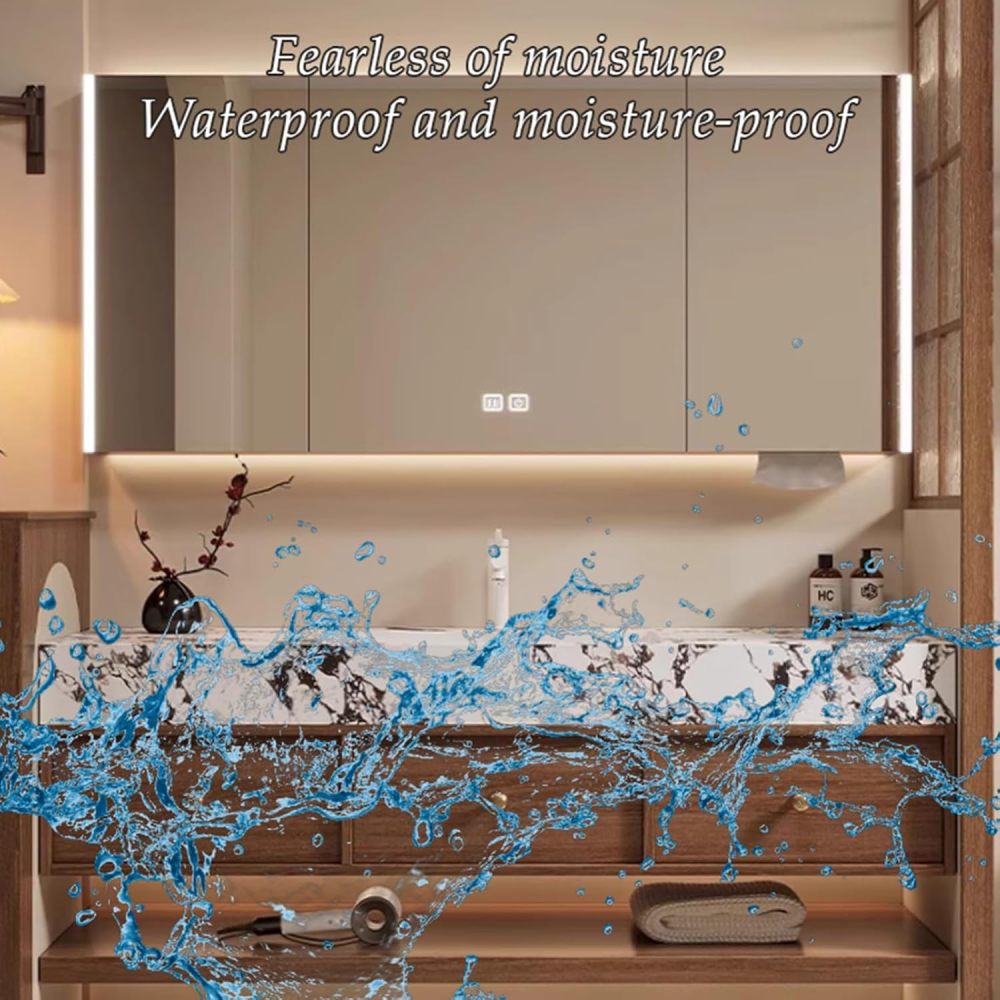 72IN Floating Bathroom Vanity with Sink - Bathroom Sink Cabinet with Seamless Basin & Smart Anti-Fog Mirror, Complete Accessories, Fully Assembled, Wood B