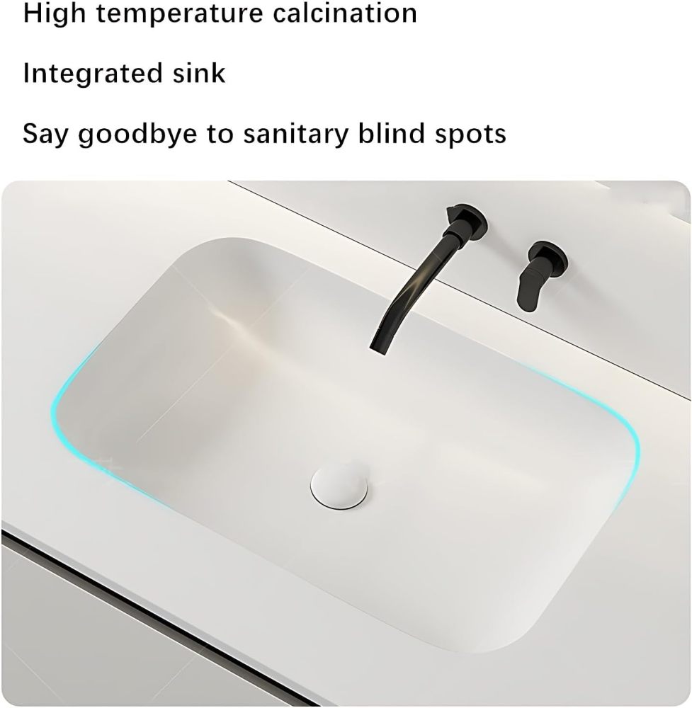Bathroom Vanity - White Bathroom Vanity with Sink & Smart Defog Mirror Combination | Wall Mount | Multi-Layer Solid Wood Material (88")