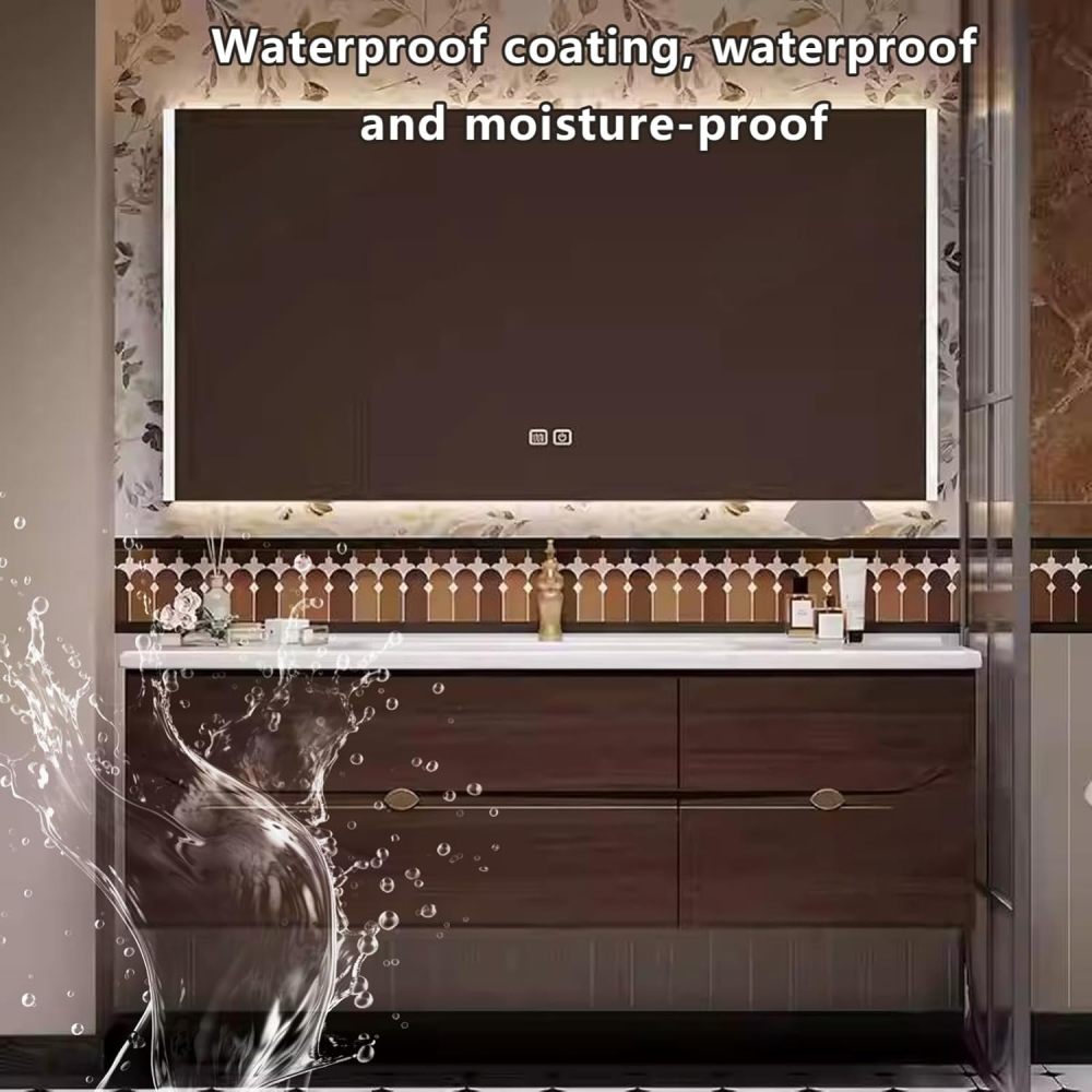 72IN Bathroom Vanity with Sink - Bathroom Vanity with Smart Defogging Mirror, Wall-Mounted Design, Sink Cabinet with Waterproof Finish, Complete Accessories, Fully Assembled, B