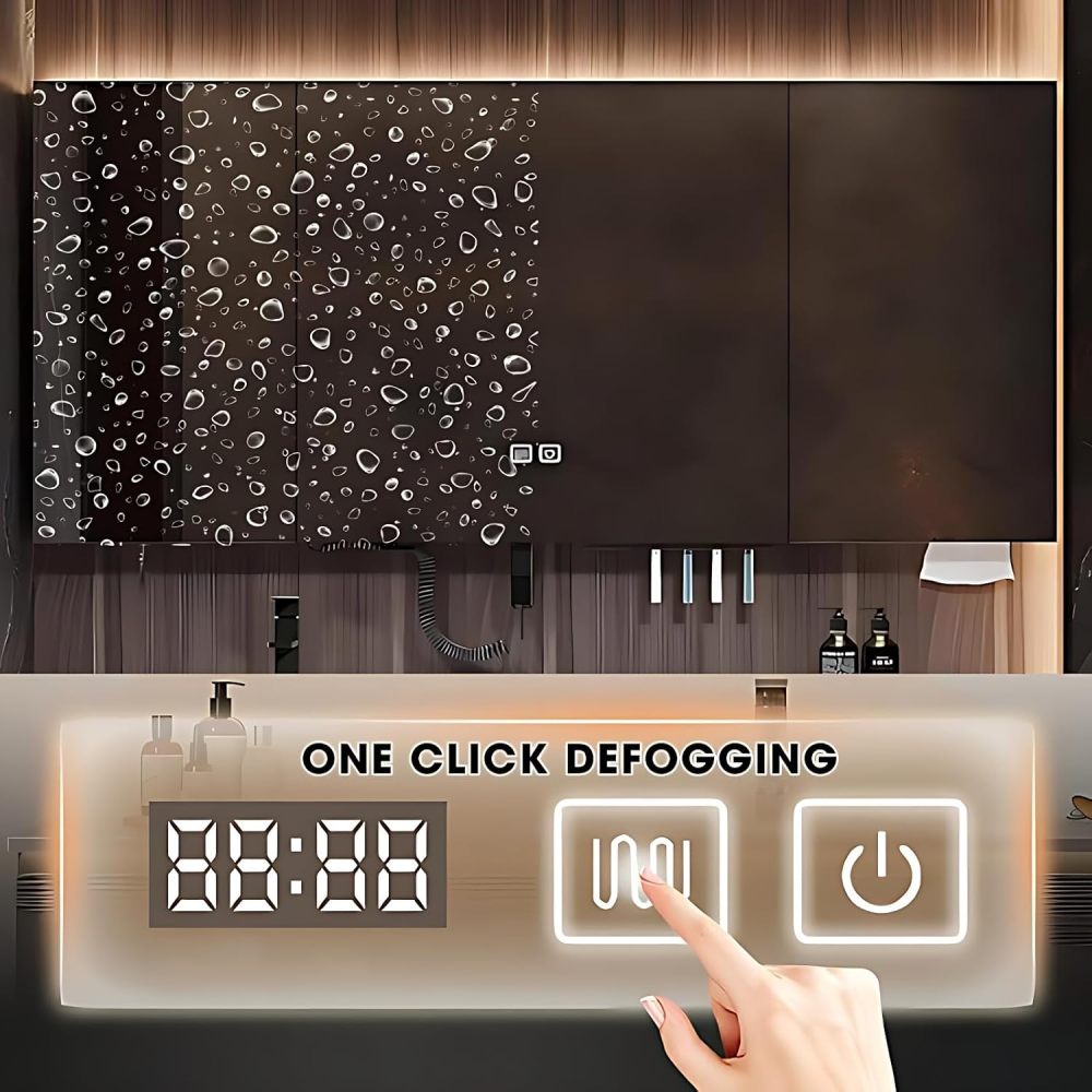 Bathroom Vanity with Sink - Modern Bathroom Sink Cabinet & Smart Mirror Cabinet Set, Wall-Mounted Floating Vanity, Equipped with Faucet and Drain Pipe Set (36")