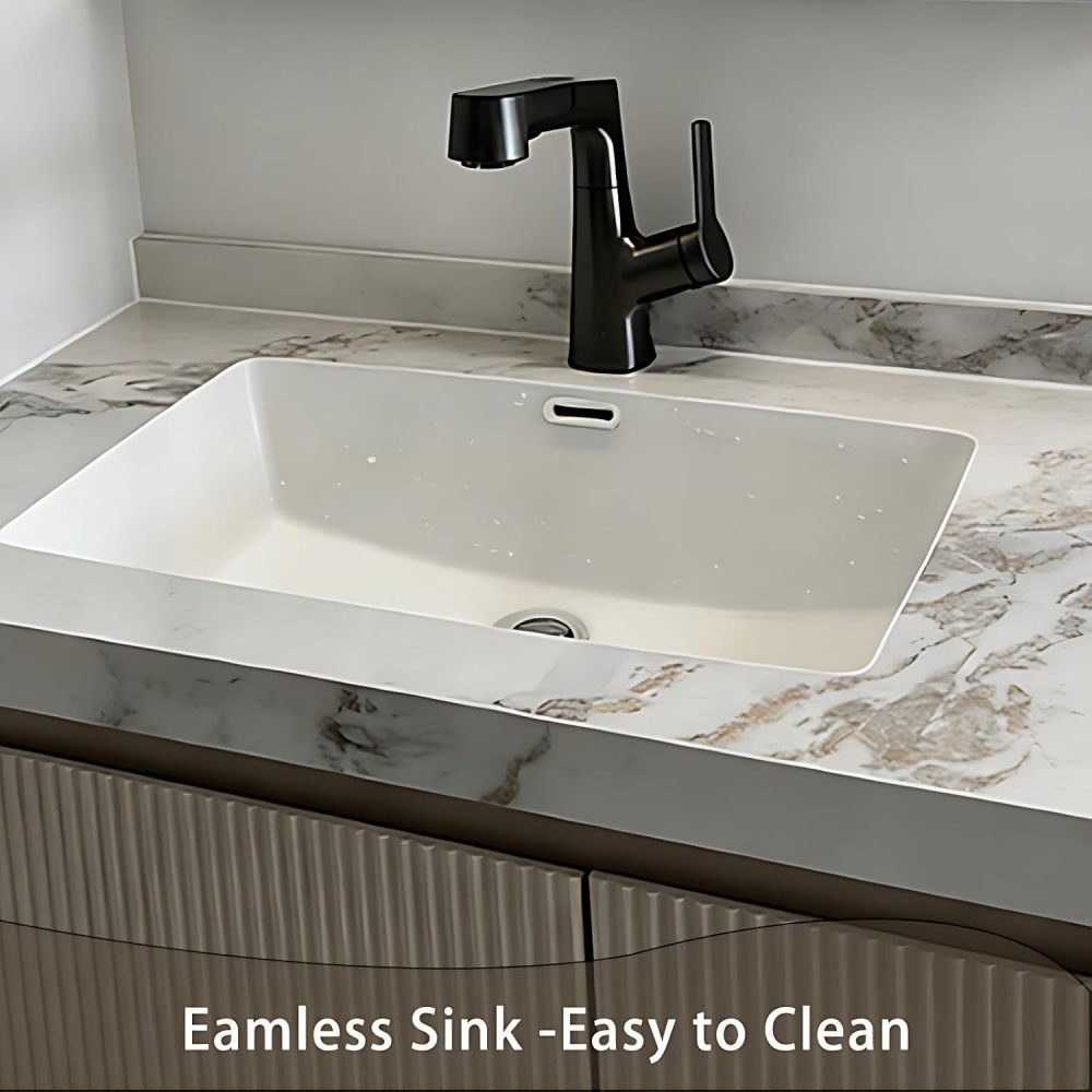 60IN Bathroom Vanity - Modern Bathroom Vanity with Anti-Fog Mirror Cabinet, One-Touch Defog & Lighting, Floating Bathroom Vanity Cabinet with Storage, Multi-Layer Solid Wood Material