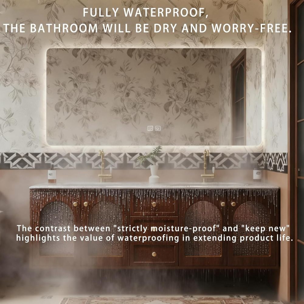 72IN Modern Bathroom Vanity with Sink, Solid Wood Wall-Mounted Bathroom Vanity, Smart Anti-Fog Mirror, Stylish Storage with Drawers, Fully Assembled