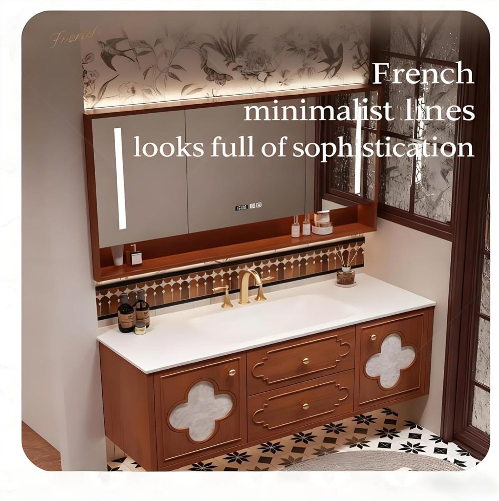 72IN Bathroom Vanity with Sink - Bathroom Vanity with Seamless Basin & Anti-Fog Mirror, Multi-Layer Waterproof Paint, Fully Assembled, B