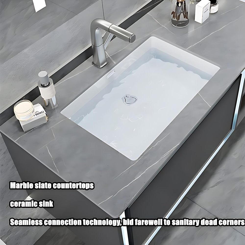 Bathroom Vanity with Sink - Modern Double Sink Bathroom Vanity & Smart Mirror Cabinet Set, Wall Mount | Multi-Layer Solid Wood Material | Suitable for Large Mathrooms(White, 88")