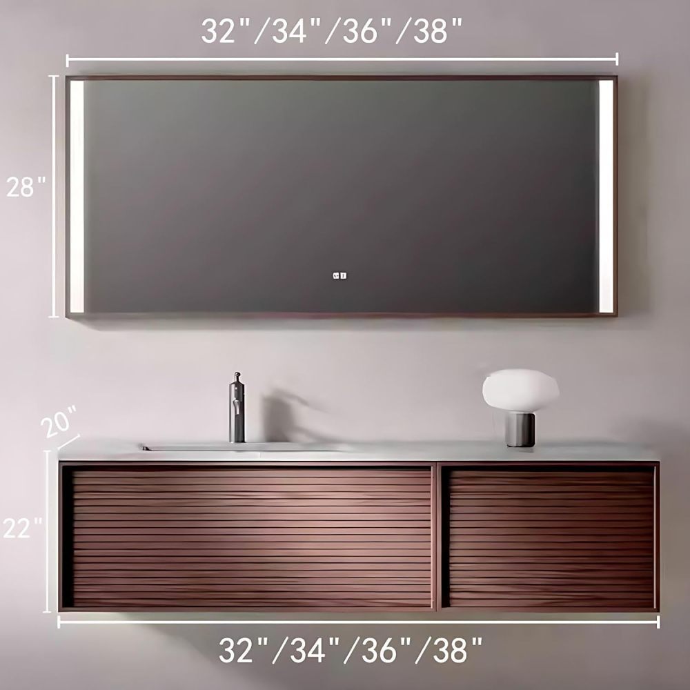 32IN Bathroom Vanity with Sink - Floating Bathroom Vanity with Smart Defog Mirror, Solid Wood Sink Cabinet with 2 Large Capacity Drawers, No Assembly Required