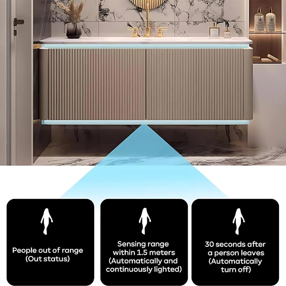 80IN Bathroom Vanity Double Sink - Luxurious Bathroom Vanity Set Includes Smart Defog Mirror with Lights, Striped Vanity Sink Cabinet, Complete Accessorie, Fully Assembled, Gold