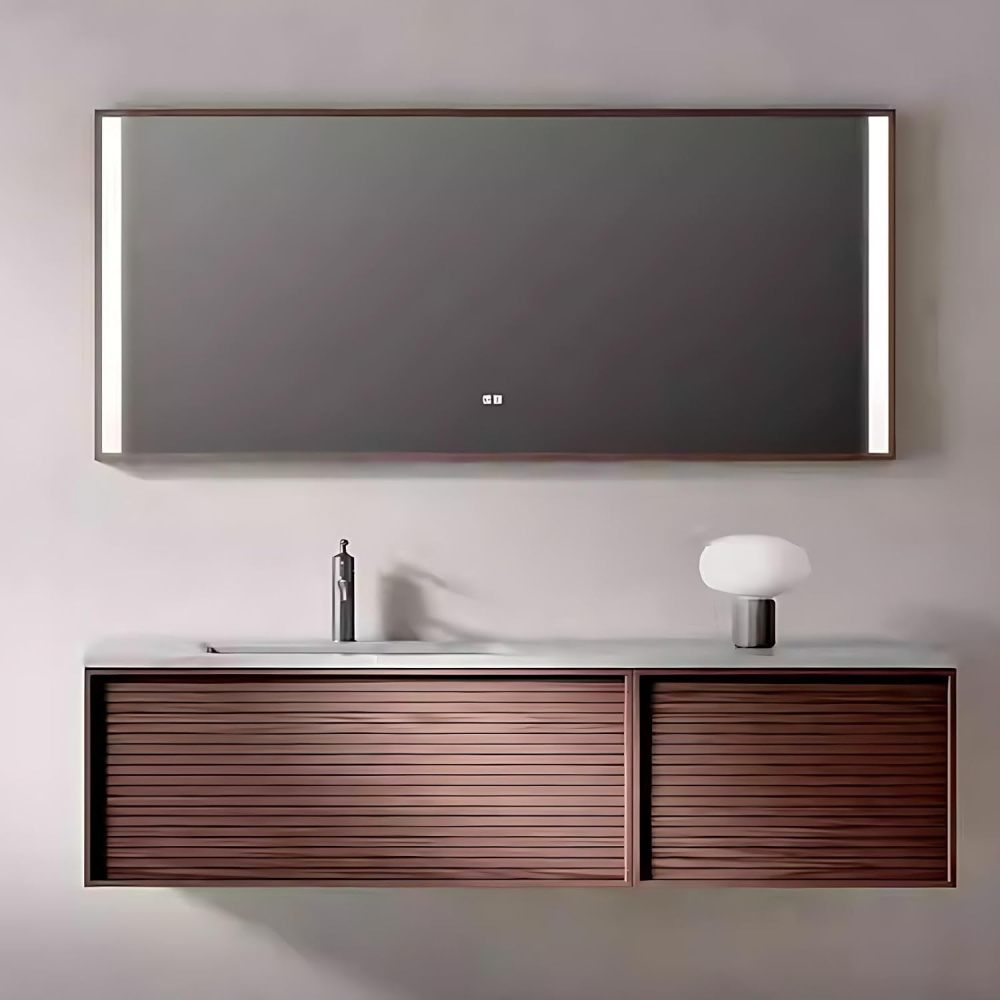32IN Bathroom Vanity with Sink - Floating Bathroom Vanity with Smart Defog Mirror, Solid Wood Sink Cabinet with 2 Large Capacity Drawers, No Assembly Required