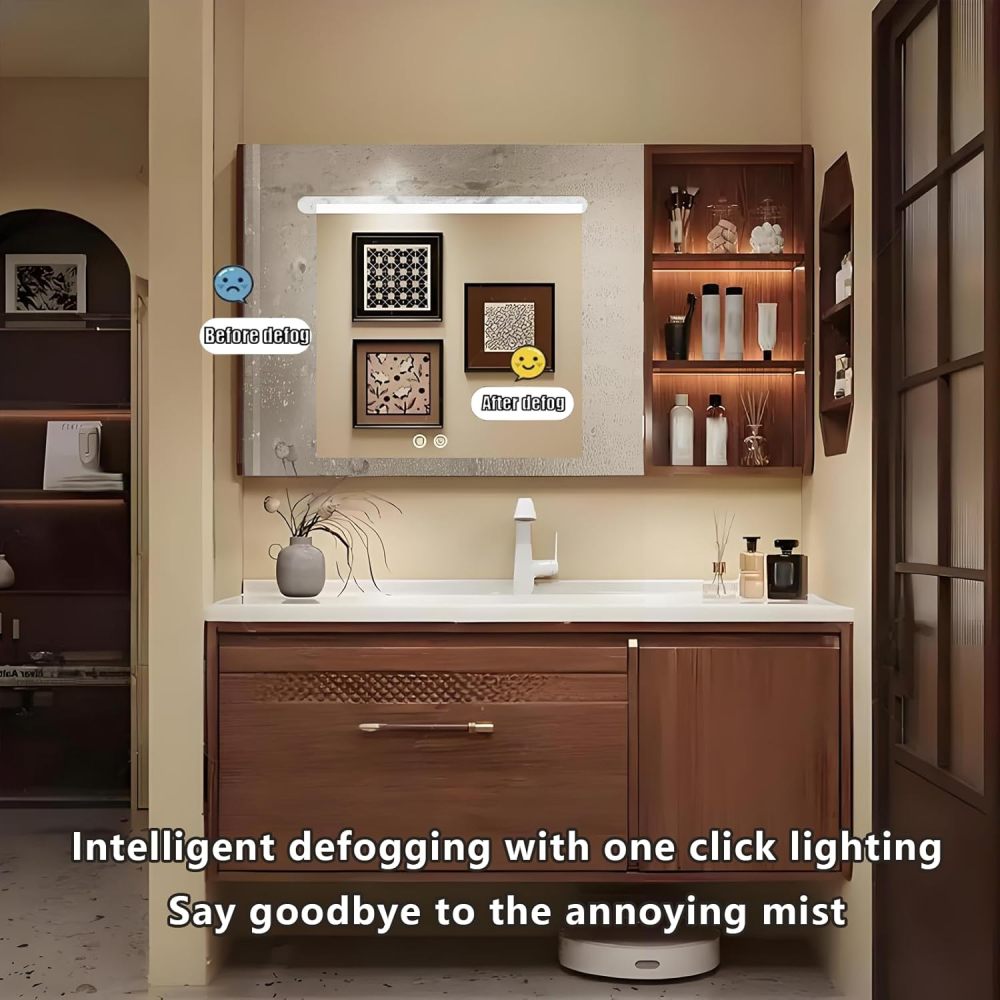 72IN Bathroom Vanity with Sink - Sink Cabinet with Multi-Layer Waterproof Coating, Anti-Fog Mirror & Seamless Basin Design, Complete Accessories, Fully Assembled, Wood A