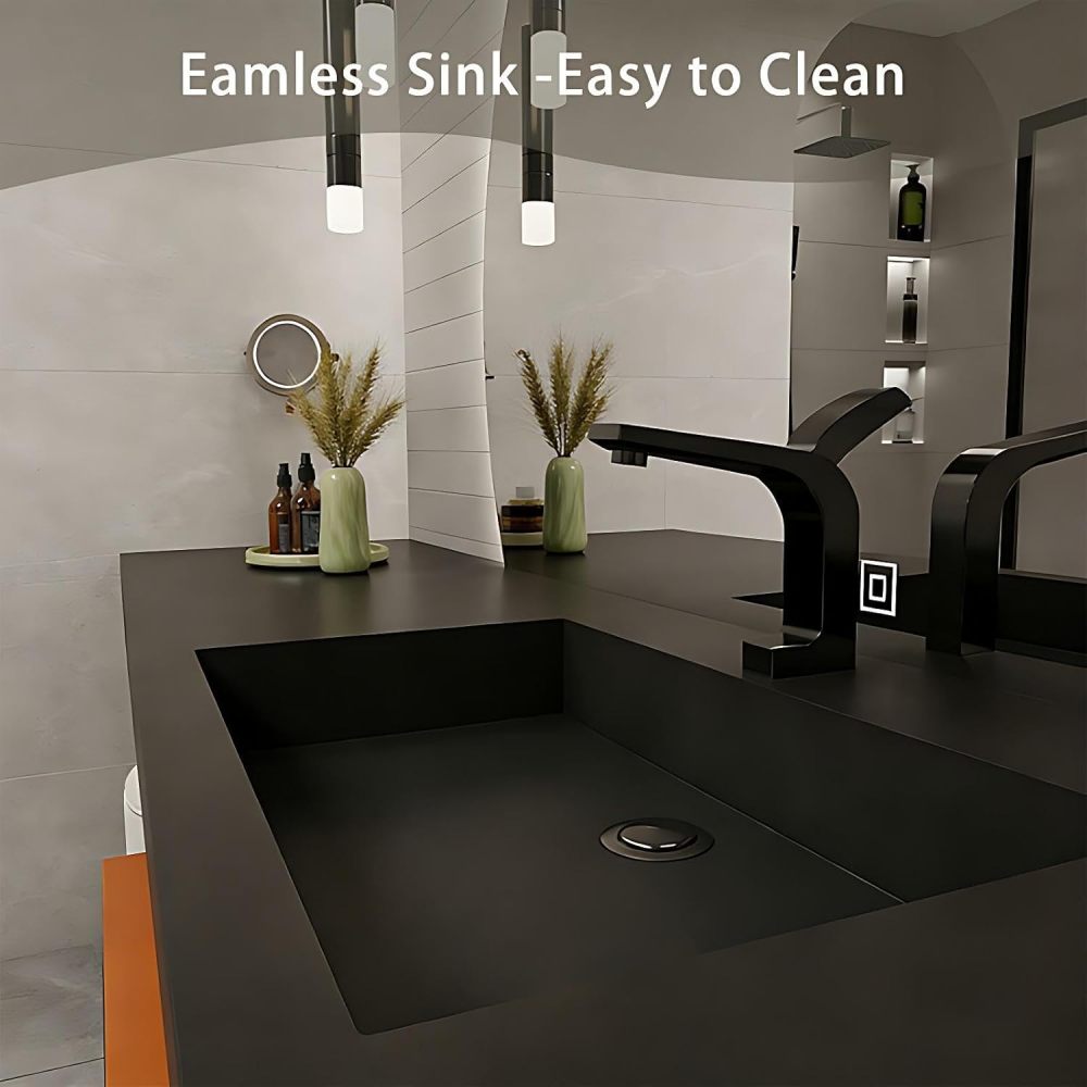 60IN Bathroom Vanity with Sink - Modern Bathroom Vanity with Smart Defog Mirror, One-Touch Defog & Lighting, Stylish Sink Cabinet with 2 Drawerse, Includes Stool, Grey-B