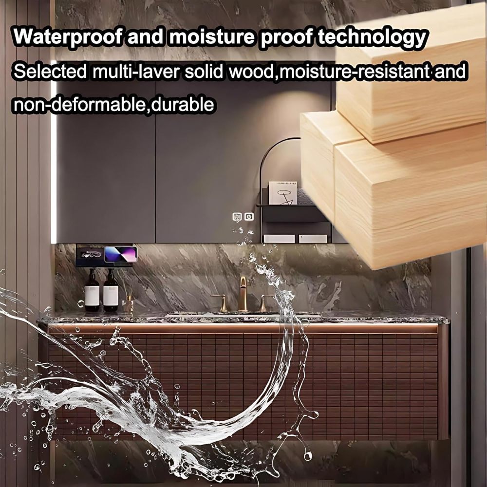 58IN Bathroom Vanity with Sink - Smart Bathroom Vanity with Smart Defog Mirror, Floating Sink Cabinet with 2 Large Capacity Drawers, Customizable Size, No Assembly Required