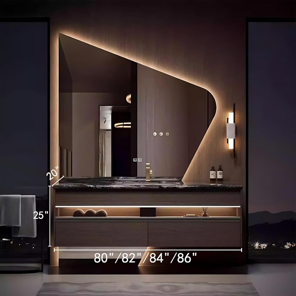 82IN Bathroom Vanity with Sink - Solid Wood Bathroom Vanity with Multiple Storage Areas, Luxury Sink Cabinet with Smart Defog Mirror, Complete Accessories, No Assembly Required