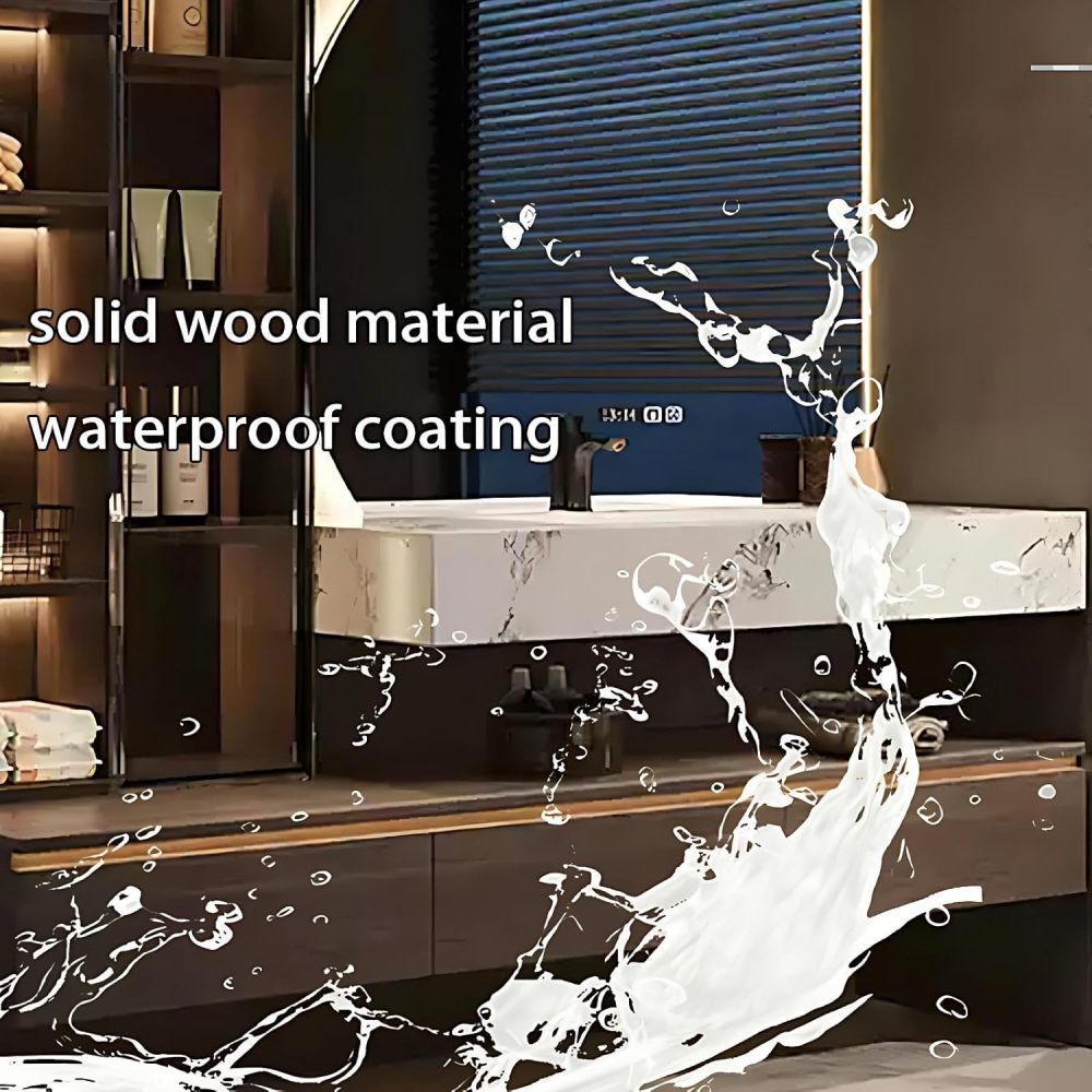 72IN Bathroom Vanity with Sink - Bathroom Vanity Set with Anti-Fog LED Mirror, Solid Wood Sink Cabinet, Seamless Basin, Waterproof Finish, Fully Assembled, Complete Accessories, A