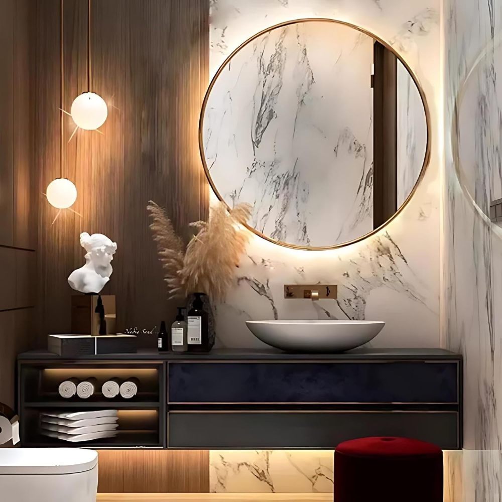 60IN Bathroom Vanity - Luxury Bathroom Vanity with Smart Defogger Mirror, Sink Cabinet with Multiple Storage Areas, Countertop Sink, No Assembly Required, Grey