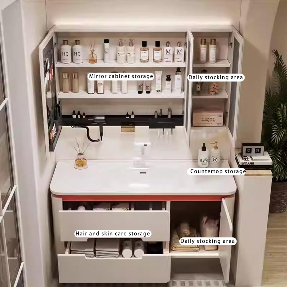72IN Bathroom Vanity with Sink - Solid Wood Bathroom Vanity with Anti-Fog Mirror & Storage, Wall-Mounted Single Sink Cabinet, Fully Assembled