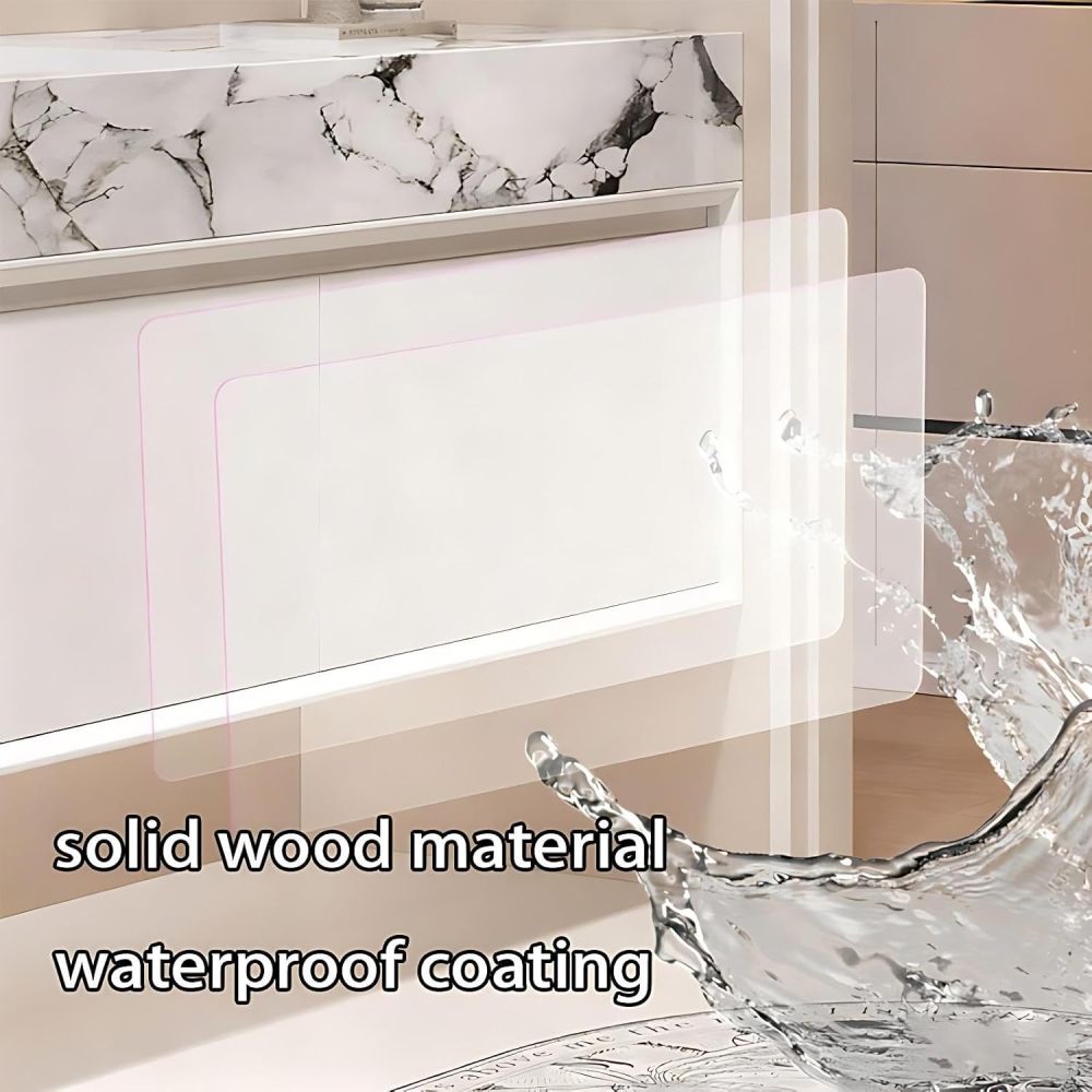 72IN Bathroom Vanity with Sink - 3 Drawers Solid Wood Bathroom Vanity Cabinet, Smart LED Defrost Mirror & Seamless Basin, Waterproof Finish, Complete Accessories, Fully Assembled, White