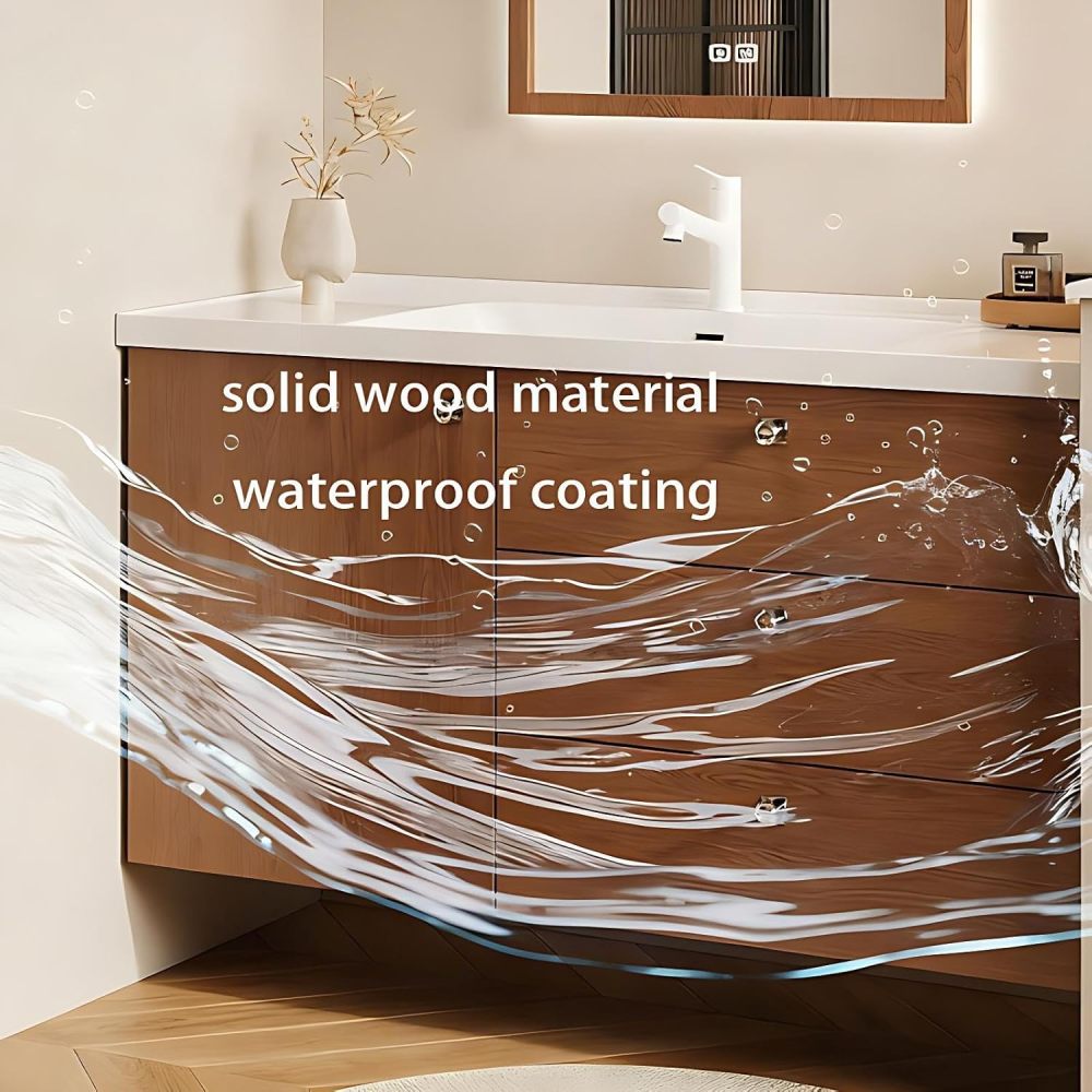 72IN Bathroom Vanity with Sink - Bathroom Vanity with Smart Defogging Mirror, Solid Wood Sink Cabinet with 3 Drawers, Wall-Mounted, Complete Accessories, Fully Assembled, B