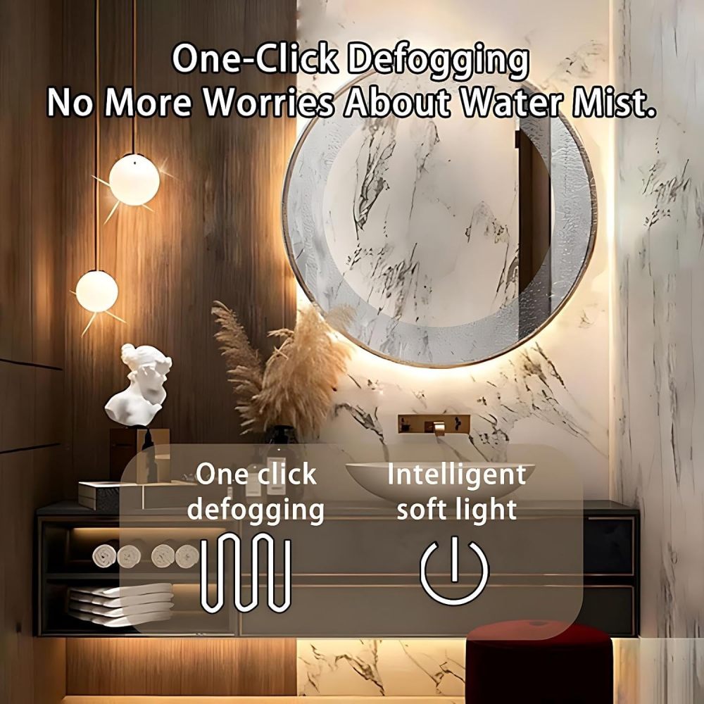 60IN Bathroom Vanity - Luxury Bathroom Vanity with Smart Defogger Mirror, Sink Cabinet with Multiple Storage Areas, Countertop Sink, No Assembly Required, Grey