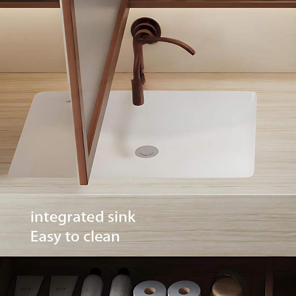 72IN Bathroom Vanity with Sink - Wall-Mounted Bathroom with Anti-Fog Mirror, Seamless Basin, 2 Storage Drawers, Waterproof Coating, Complete Accessories, Fully Assembled, Grey