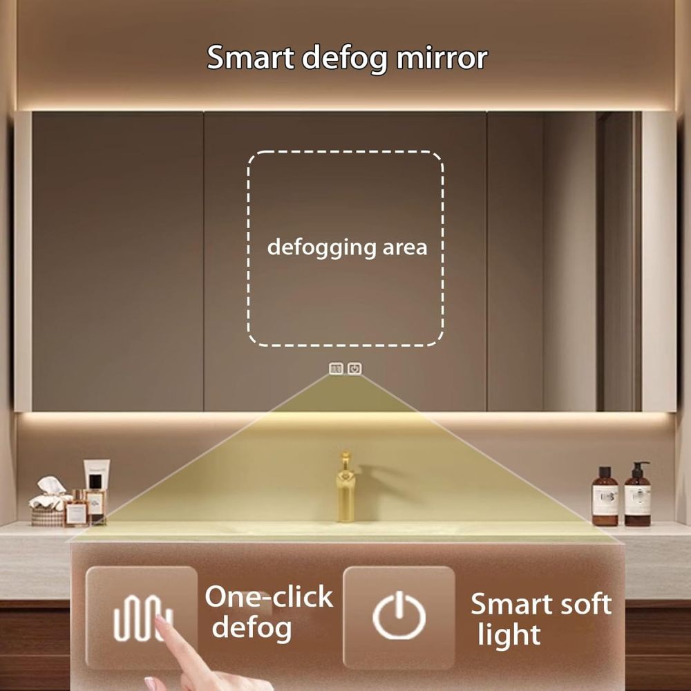 72IN Bathroom Vanity with Sink - Wall Mounted Bathroom Vanity, Anti-Fog Mirror & Seamless Basin Design, Solid Wood Waterproof, Complete Accessories, Fully Assembled, B