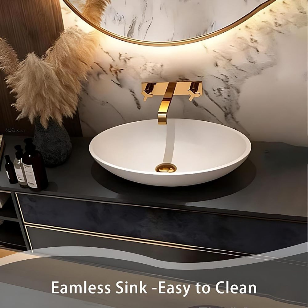 60IN Bathroom Vanity - Luxury Bathroom Vanity with Smart Defogger Mirror, Sink Cabinet with Multiple Storage Areas, Countertop Sink, No Assembly Required, Grey