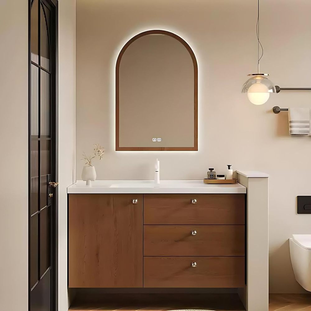 72IN Bathroom Vanity with Sink - Bathroom Vanity with Smart Defogging Mirror, Solid Wood Sink Cabinet with 3 Drawers, Wall-Mounted, Complete Accessories, Fully Assembled, B