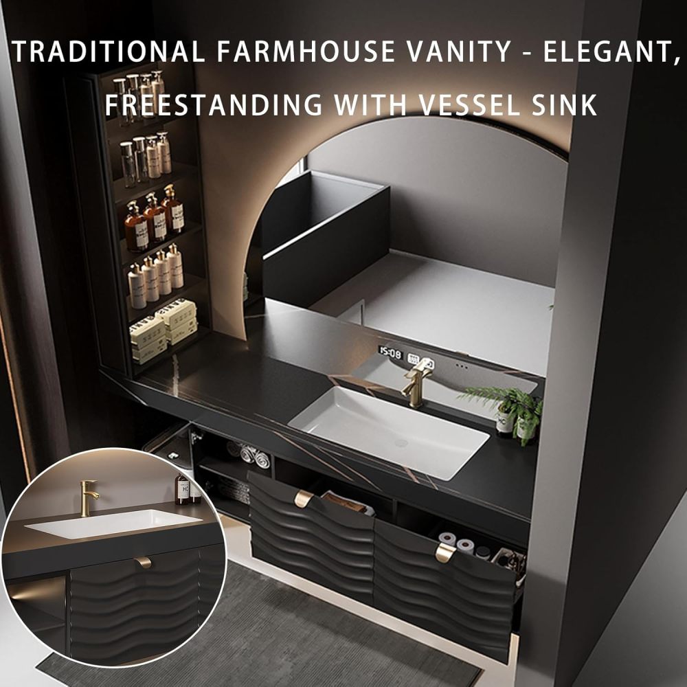 72IN Modern Bathroom Vanity with Sink - Wall-Mounted Solid Wood Vanity Cabinet, Smart Defogging Mirror & 2 Drawers, Stylish Storage for Bathroom Organization