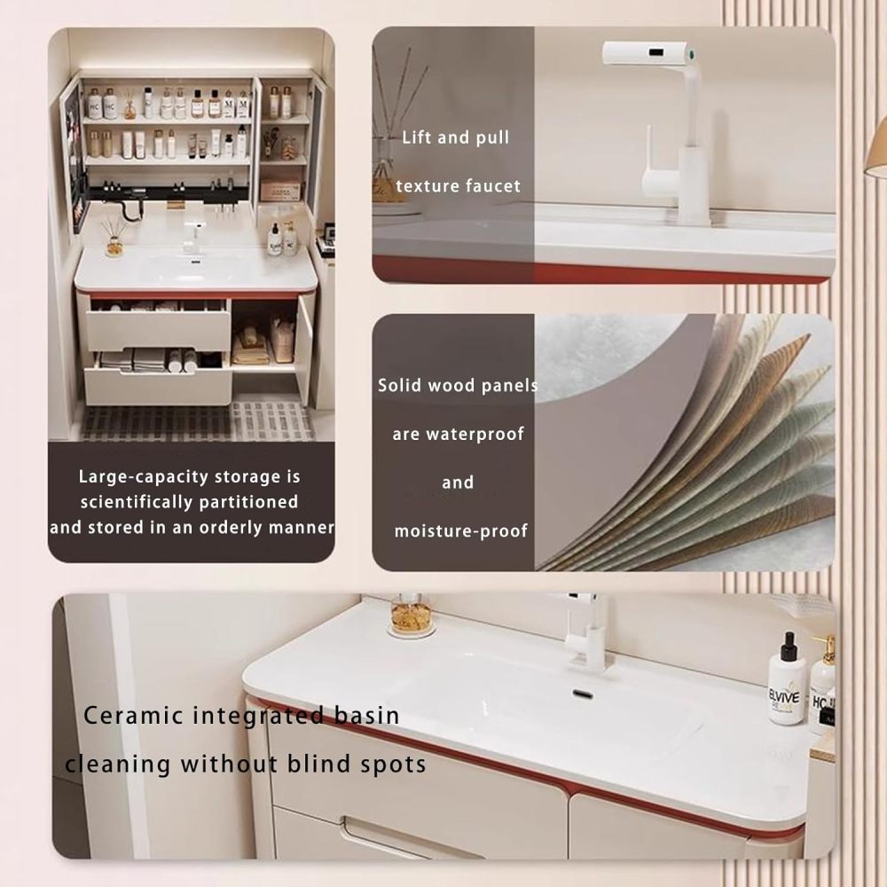 72IN Bathroom Vanity with Sink - Solid Wood Bathroom Vanity with Anti-Fog Mirror & Storage, Wall-Mounted Single Sink Cabinet, Fully Assembled